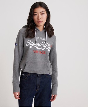 Superdry Vintage Uni Női Kapucnis Pulóver Szürke | BGFWM8016